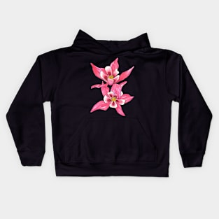 Pink Tropical Flowers Marker Illustration Kids Hoodie